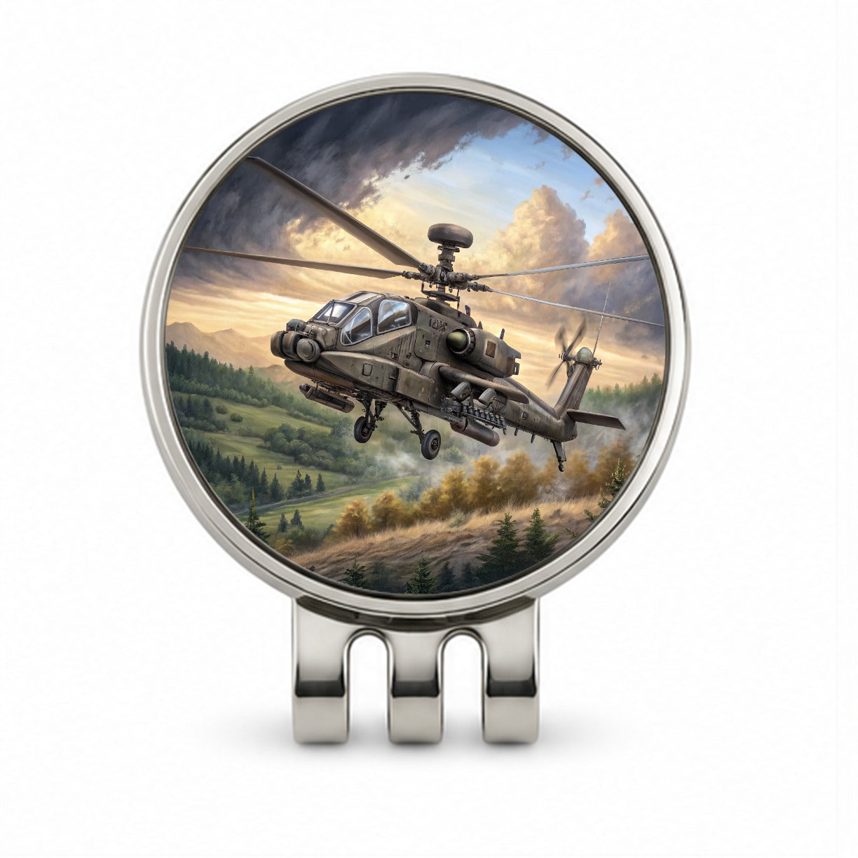 AH-64 Apache US Army Attack Helicopter Flying Golf Hat Clip with Ball Marker