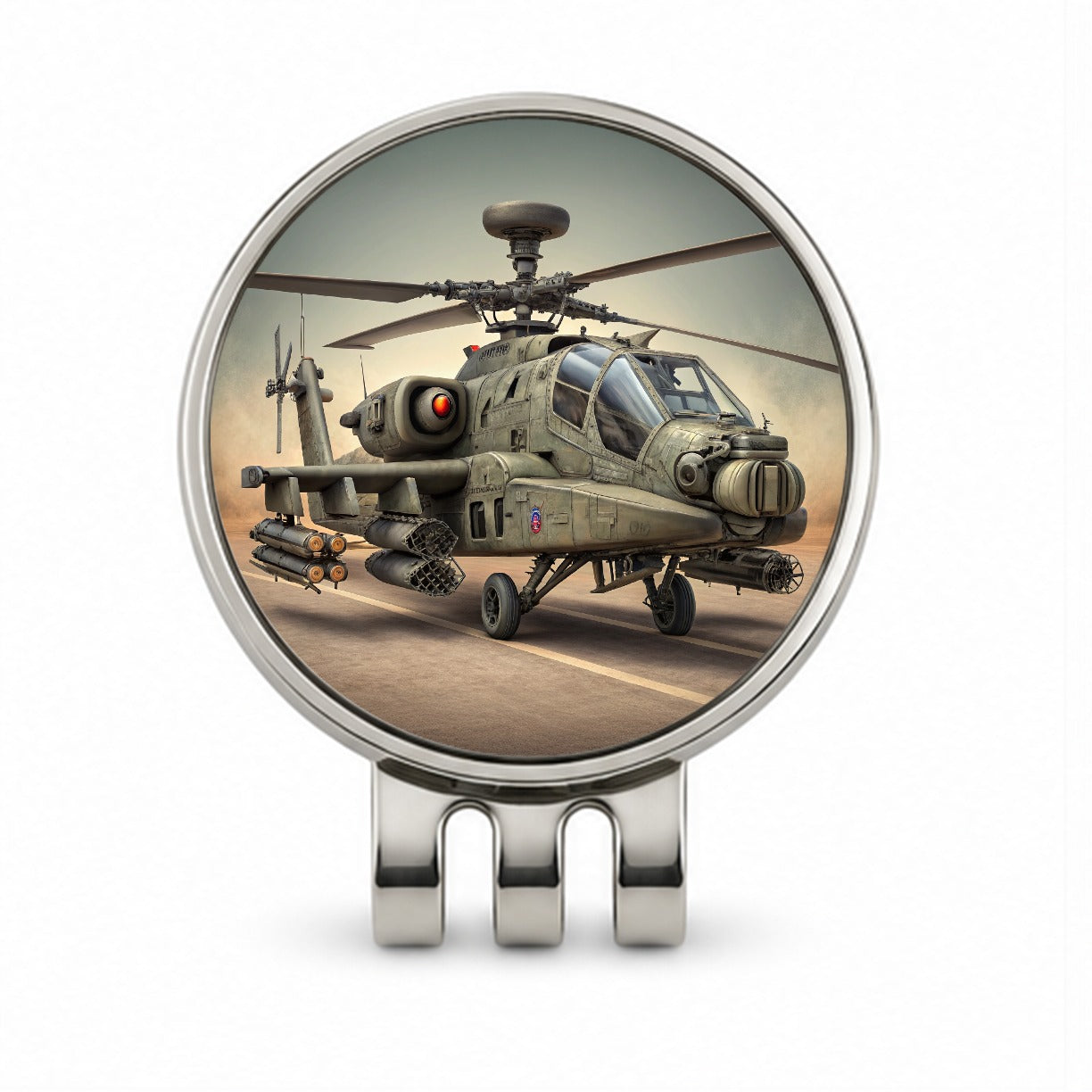 AH-64 Apache US Army Attack Helicopter Golf Hat Clip with Ball Marker