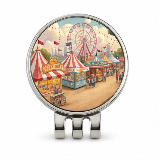 Americana State Fair Scene Golf Hat Clip with Ball Marker
