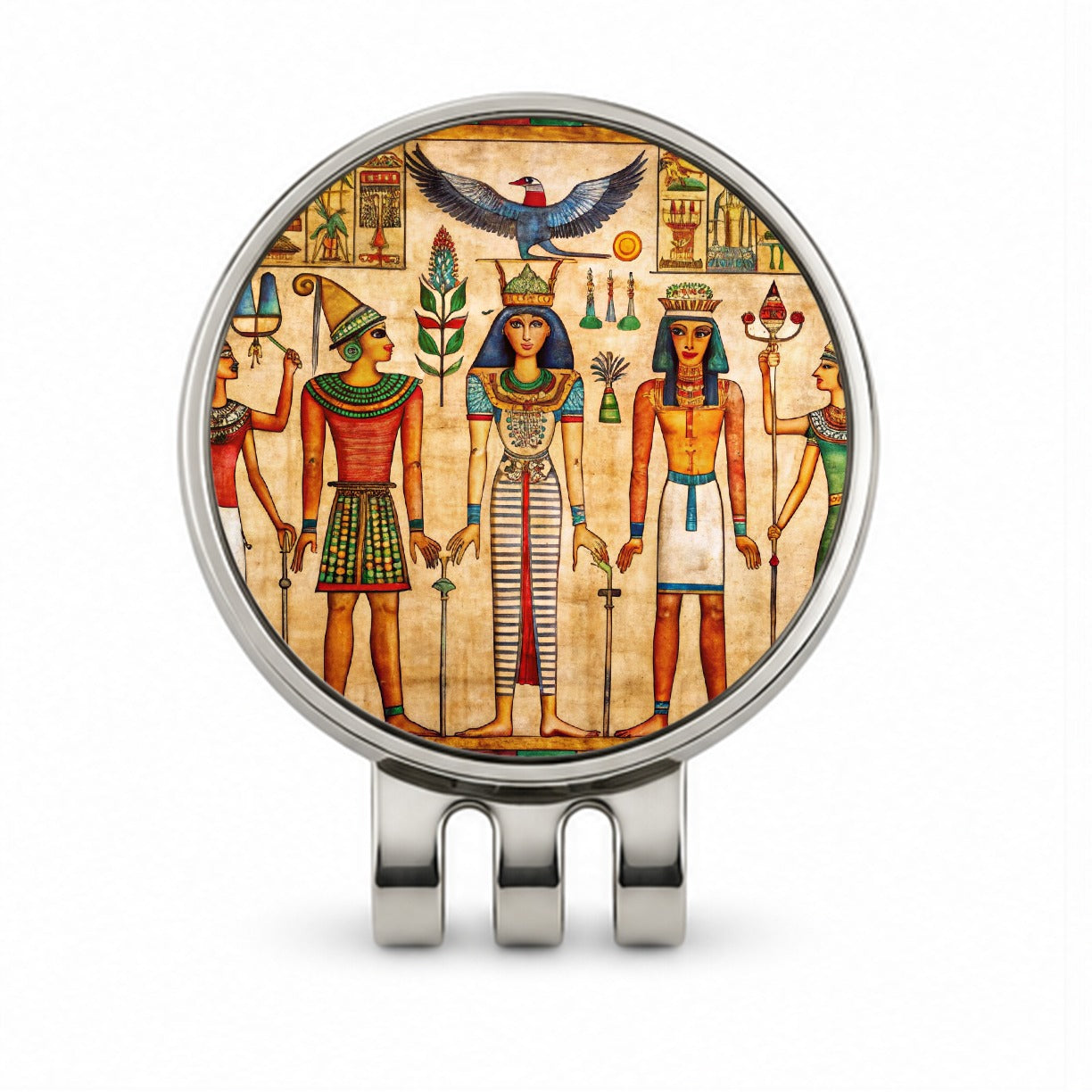 Ancient Egyptian Hieroglyphics Pharaohs Gods Golf Hat Clip with Ball Marker