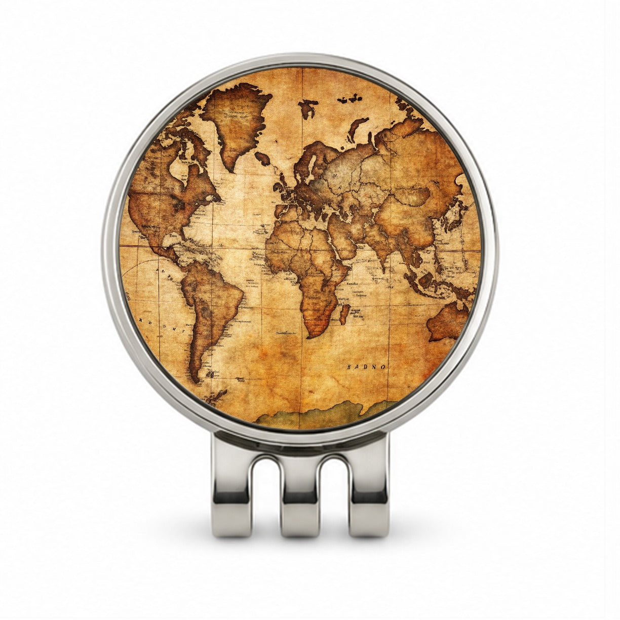 Ancient Worn Map Of The World Continents Golf Hat Clip with Ball Marker