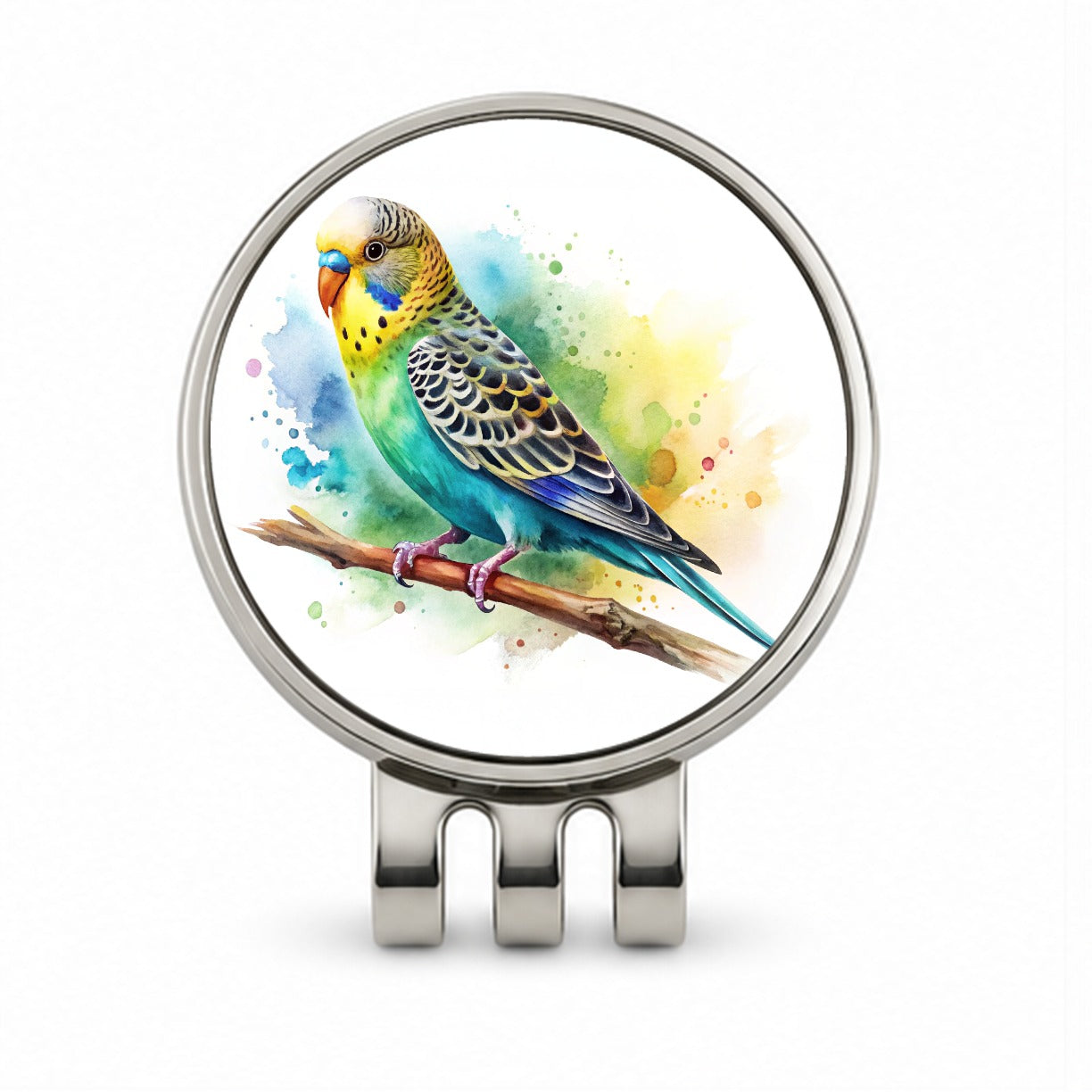 Budgerigar Budgie Parakeet Bird Watercolor Golf Hat Clip with Ball Marker