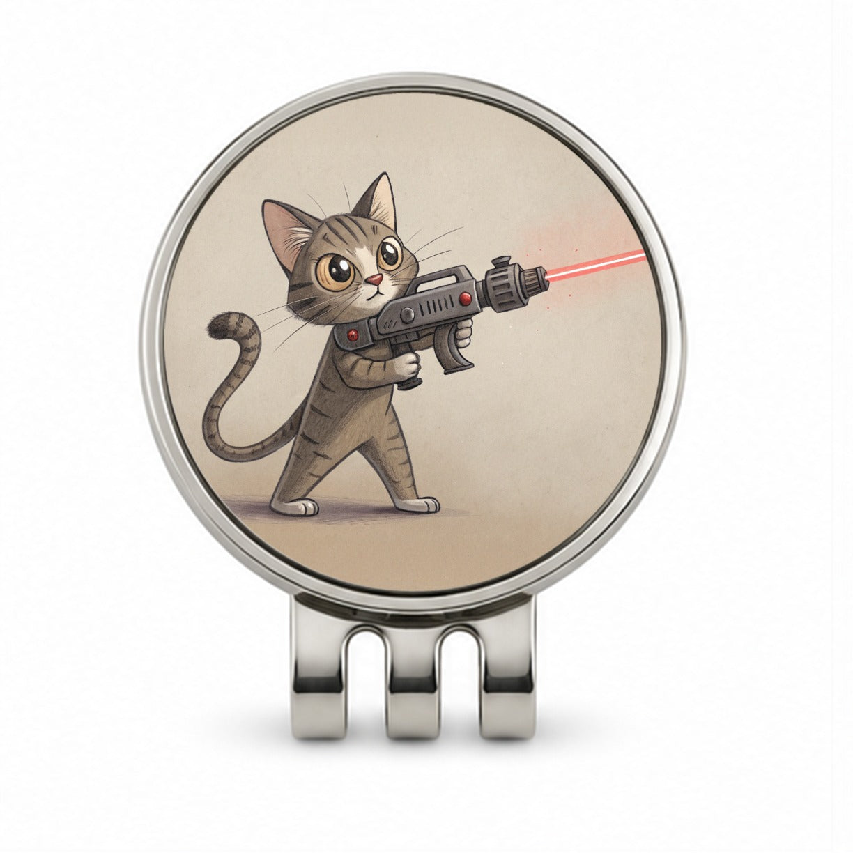 Cat With Laser Gun Sci-fi Cartoon Golf Hat Clip with Ball Marker