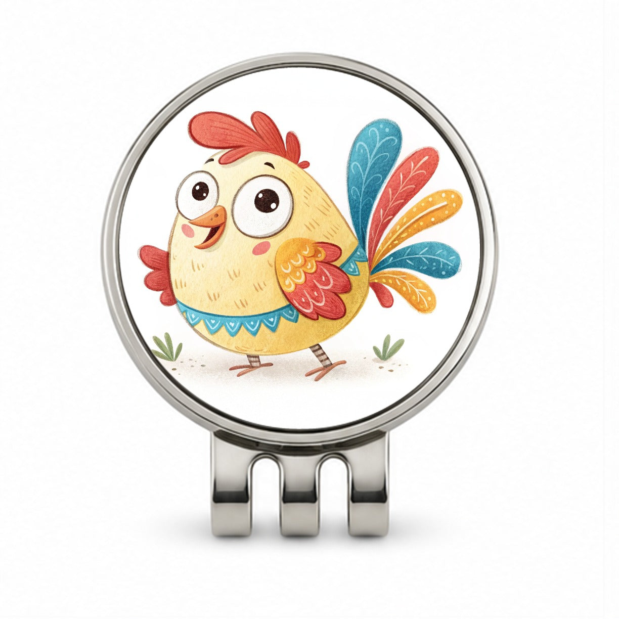 Chicken Children's Illustration Style Golf Hat Clip with Ball Marker
