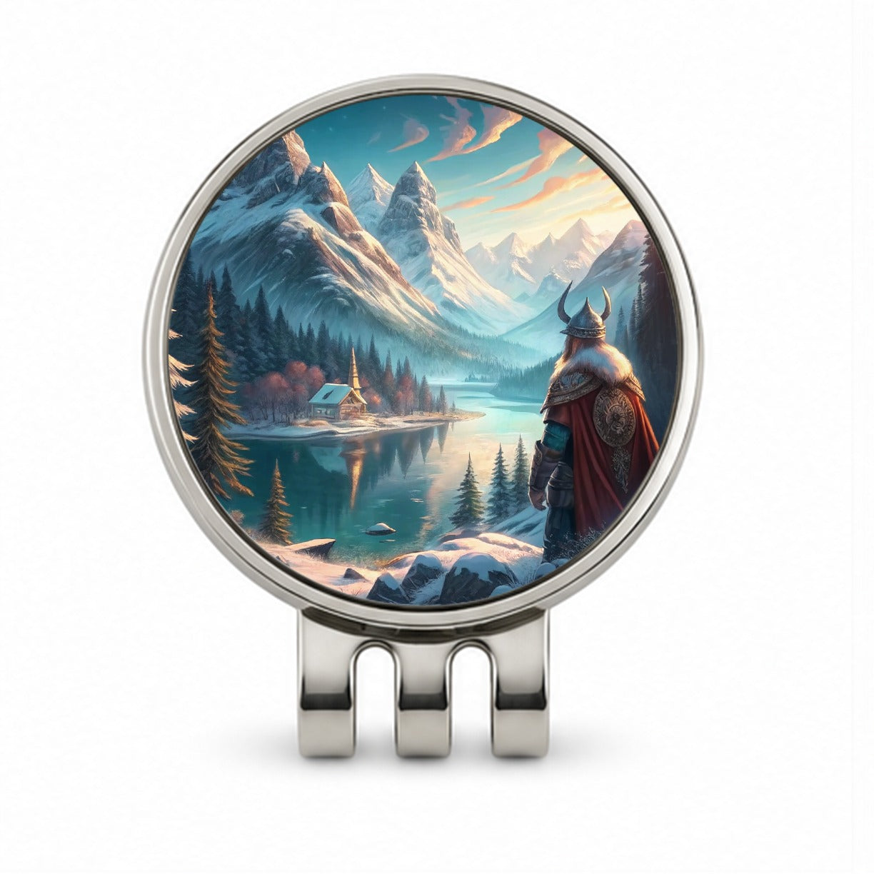 Classic Nordic Viking Anime Style Fantasy Golf Hat Clip with Ball Marker