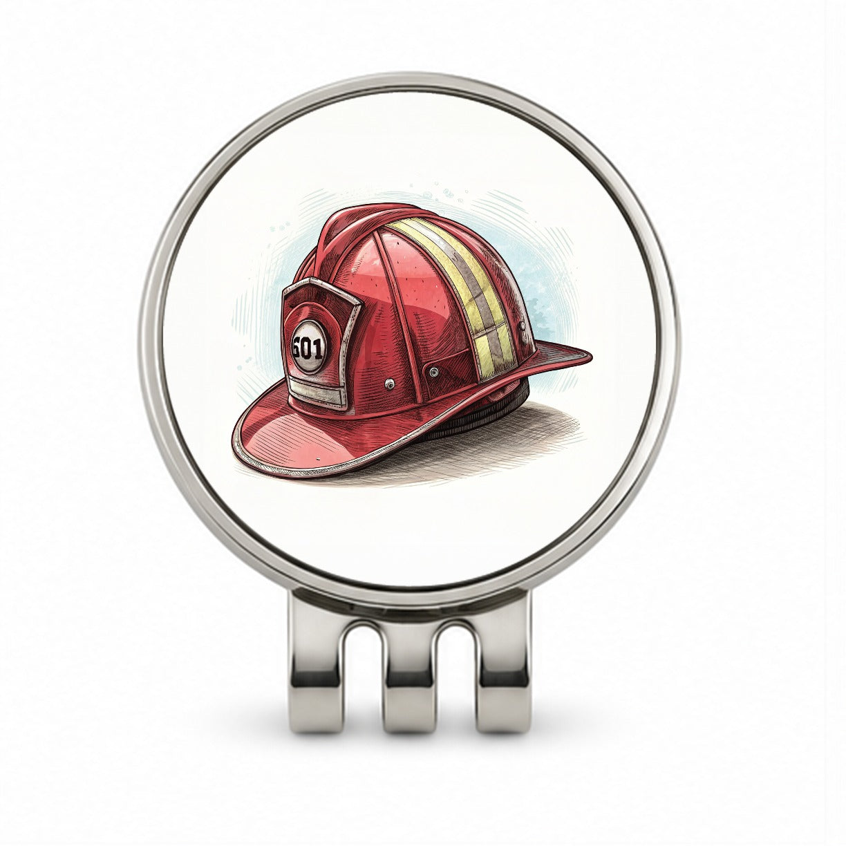 Classic Red Firefighter Fireman Helmet Golf Hat Clip with Ball Marker