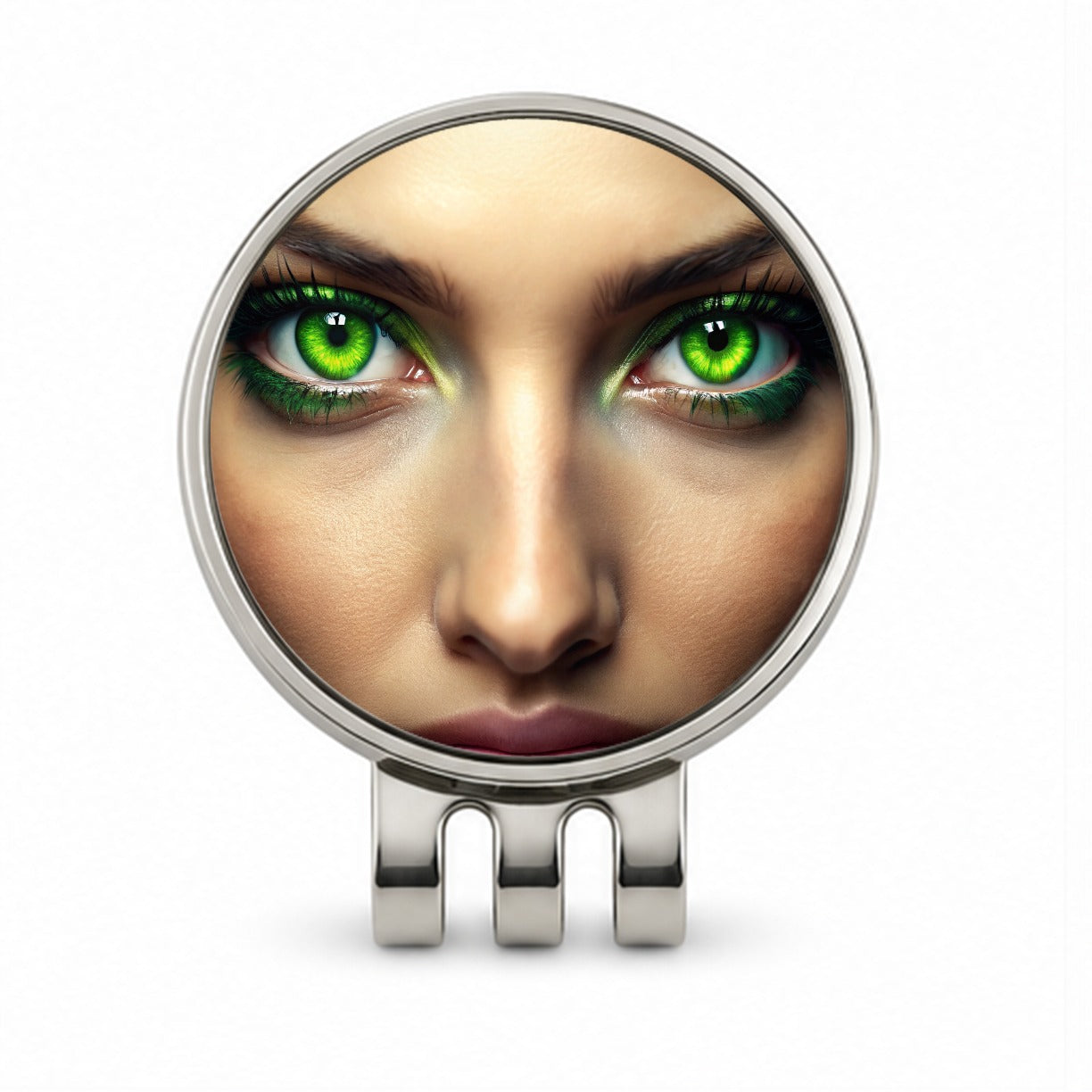 Close-Up Of Green Eyes Golf Hat Clip with Ball Marker