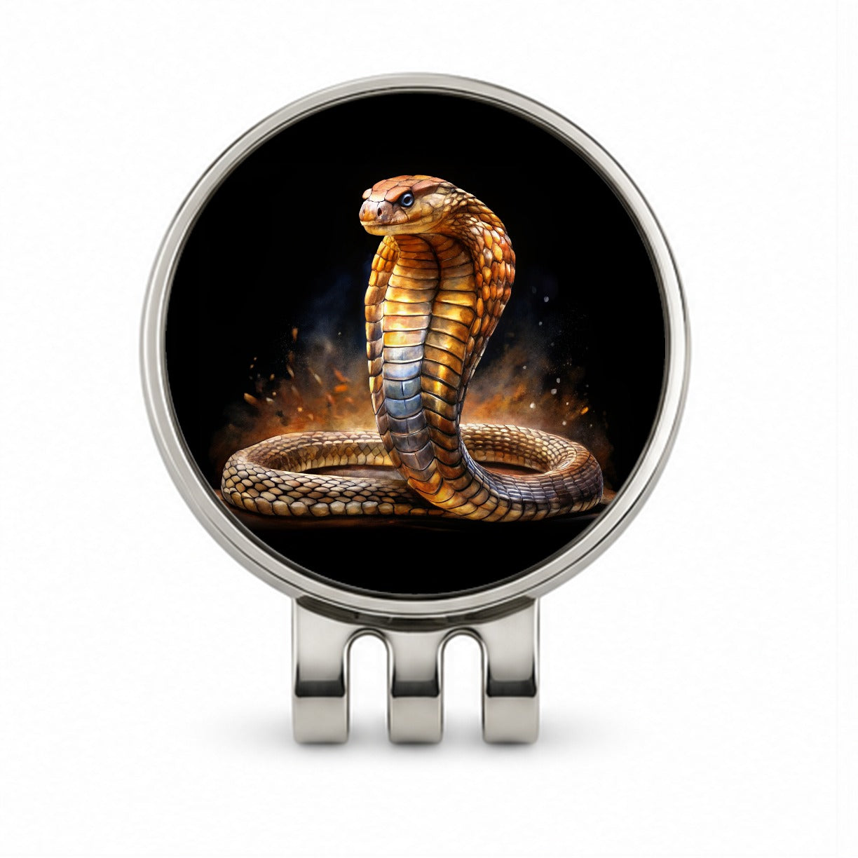 Cobra Snake Black Watercolor Golf Hat Clip with Ball Marker