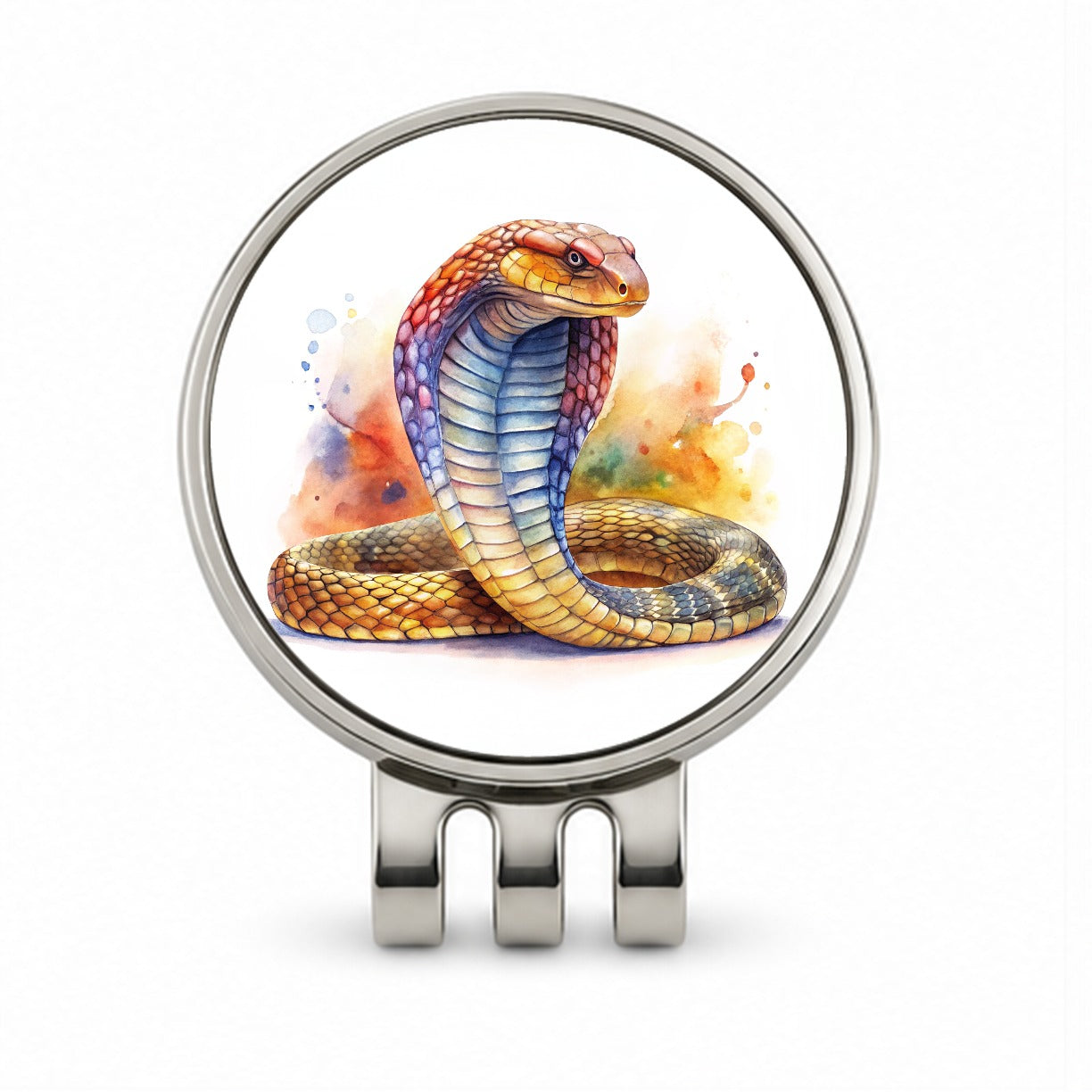 Cobra Snake Watercolor Golf Hat Clip with Ball Marker