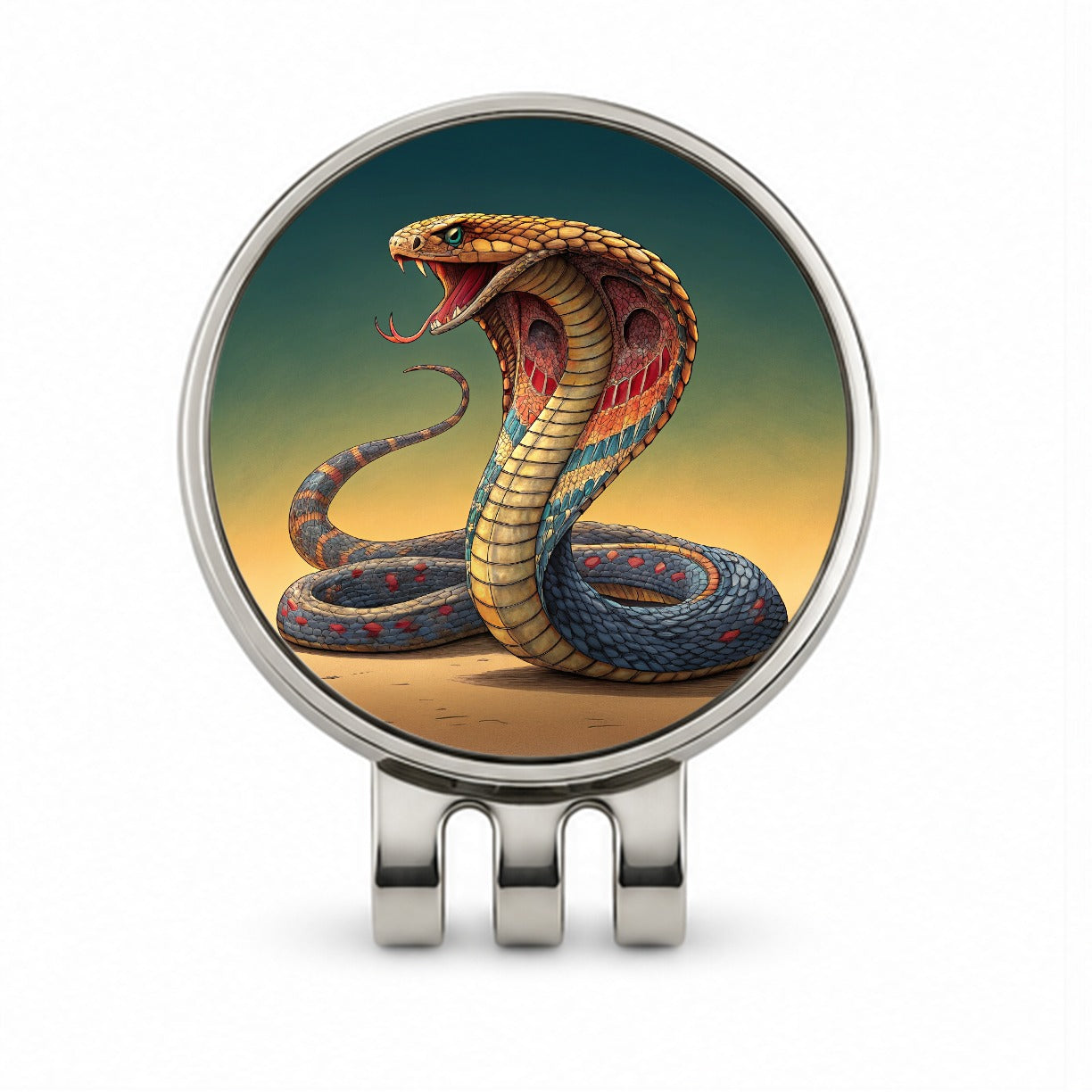 Colorful Cobra Snake Reptile Golf Hat Clip with Ball Marker