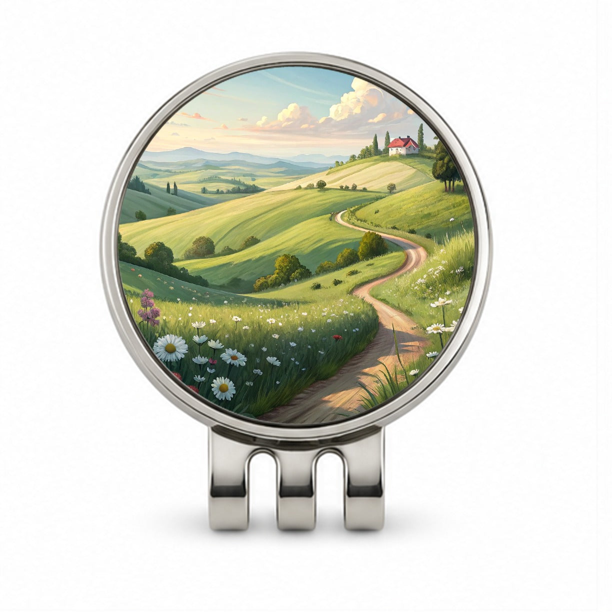 Countryside Pastoral Landscape Golf Hat Clip with Ball Marker