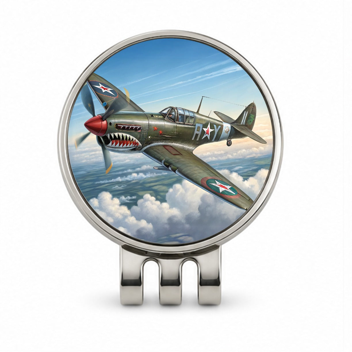 Curtiss P-40 Warhawk WWII US Fighter Bomber Plane Golf Hat Clip with Ball Marker