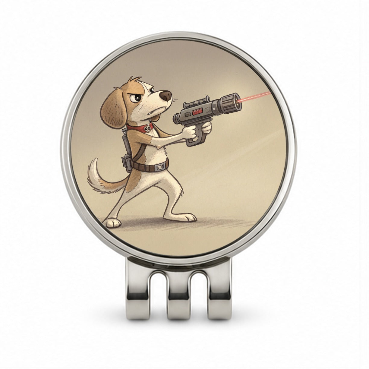 Dog With Laser Gun Sci-fi Cartoon Golf Hat Clip with Ball Marker
