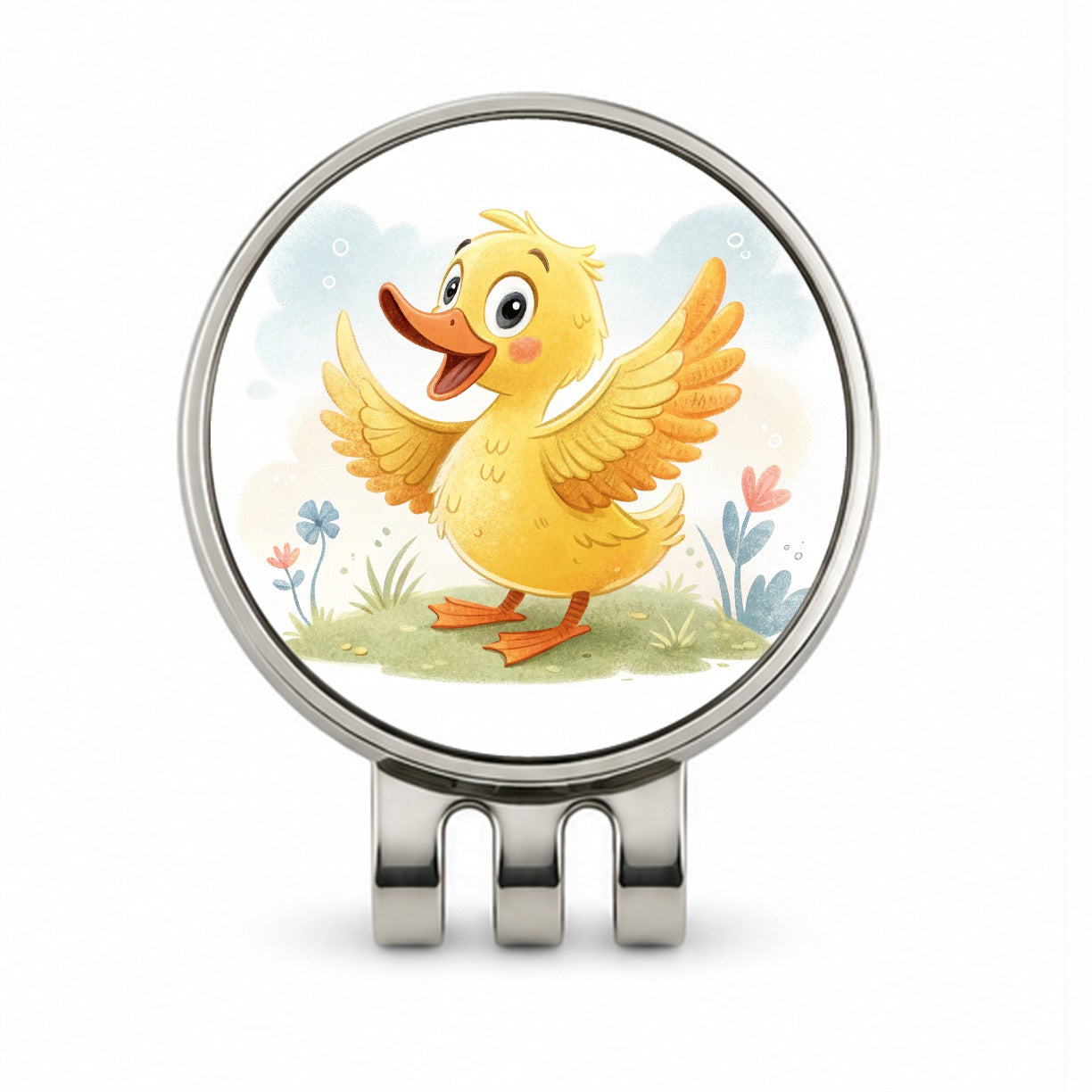 Duck Children's Illustration Style Golf Hat Clip with Ball Marker