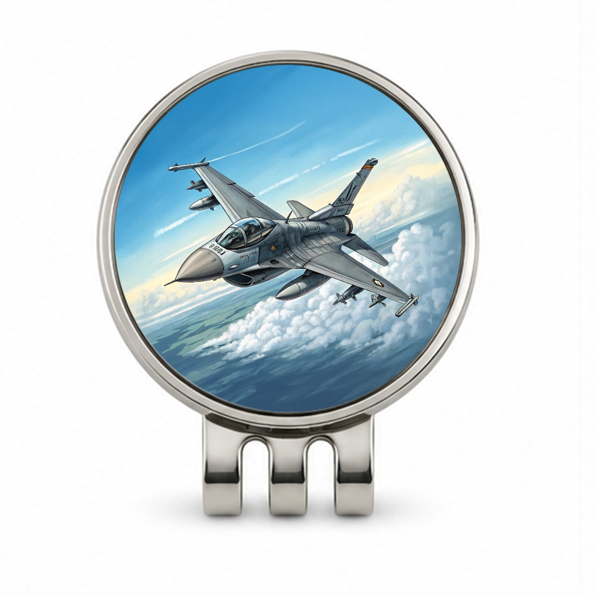 F-16 Fighting Falcon Viper US Air Force Air Superiority Fighter Plane Golf Hat Clip with Ball Marker