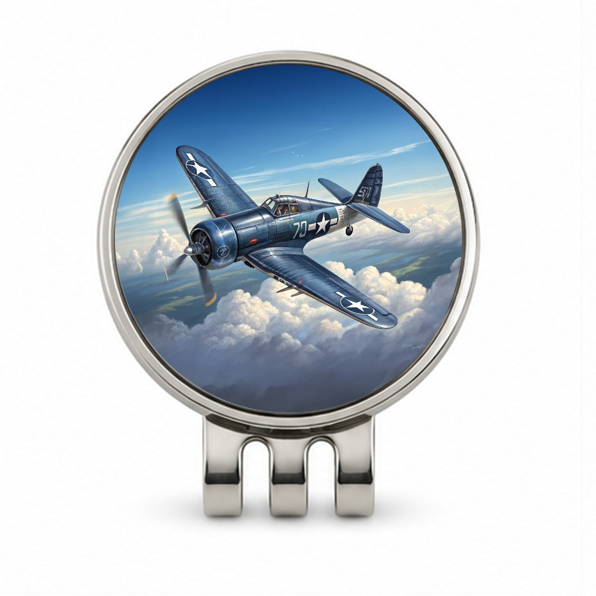 F4U Corsair WWII US Navy Marines Fighter Plane Golf Hat Clip with Ball Marker