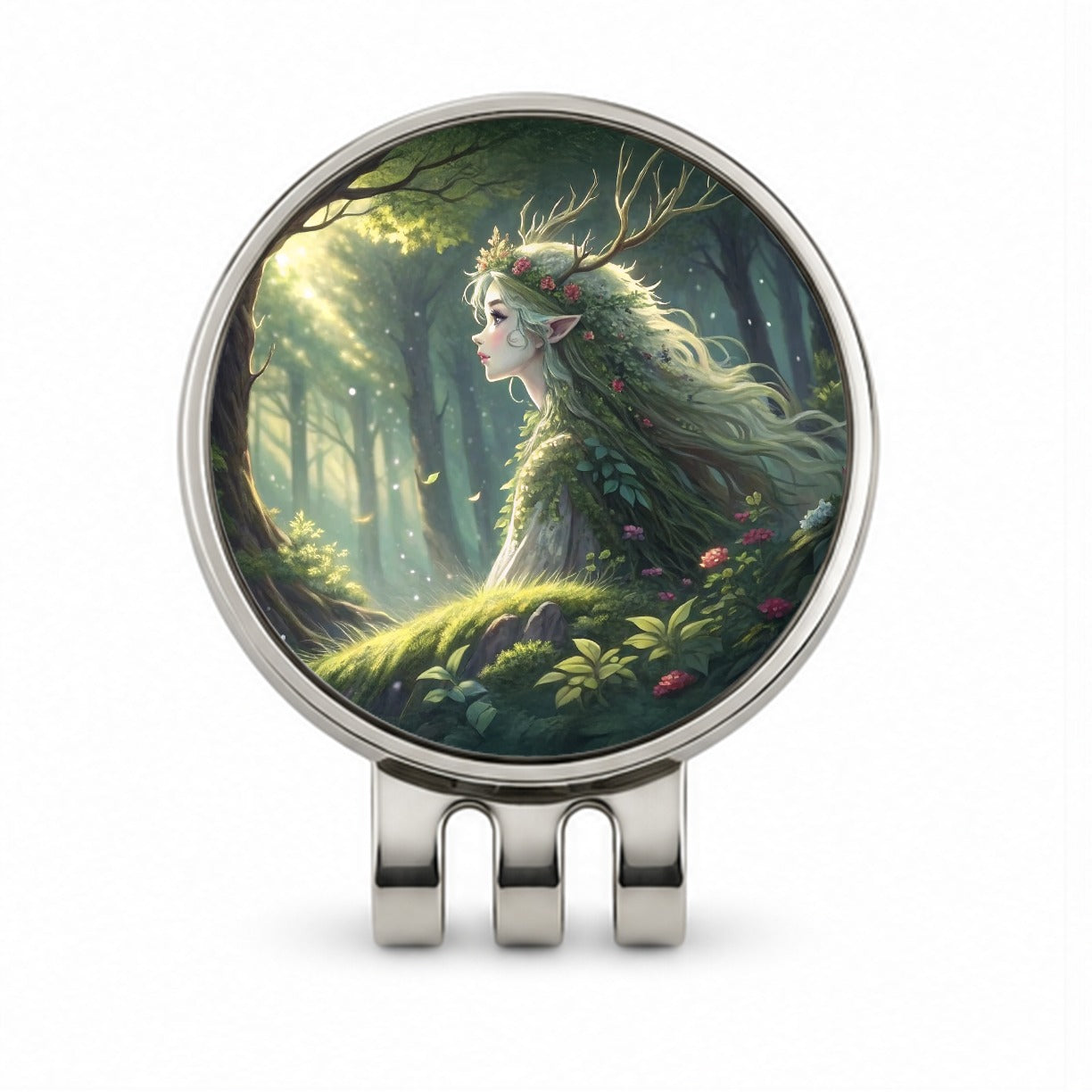 Fantasy Forest Spirit Anime Style Golf Hat Clip with Ball Marker