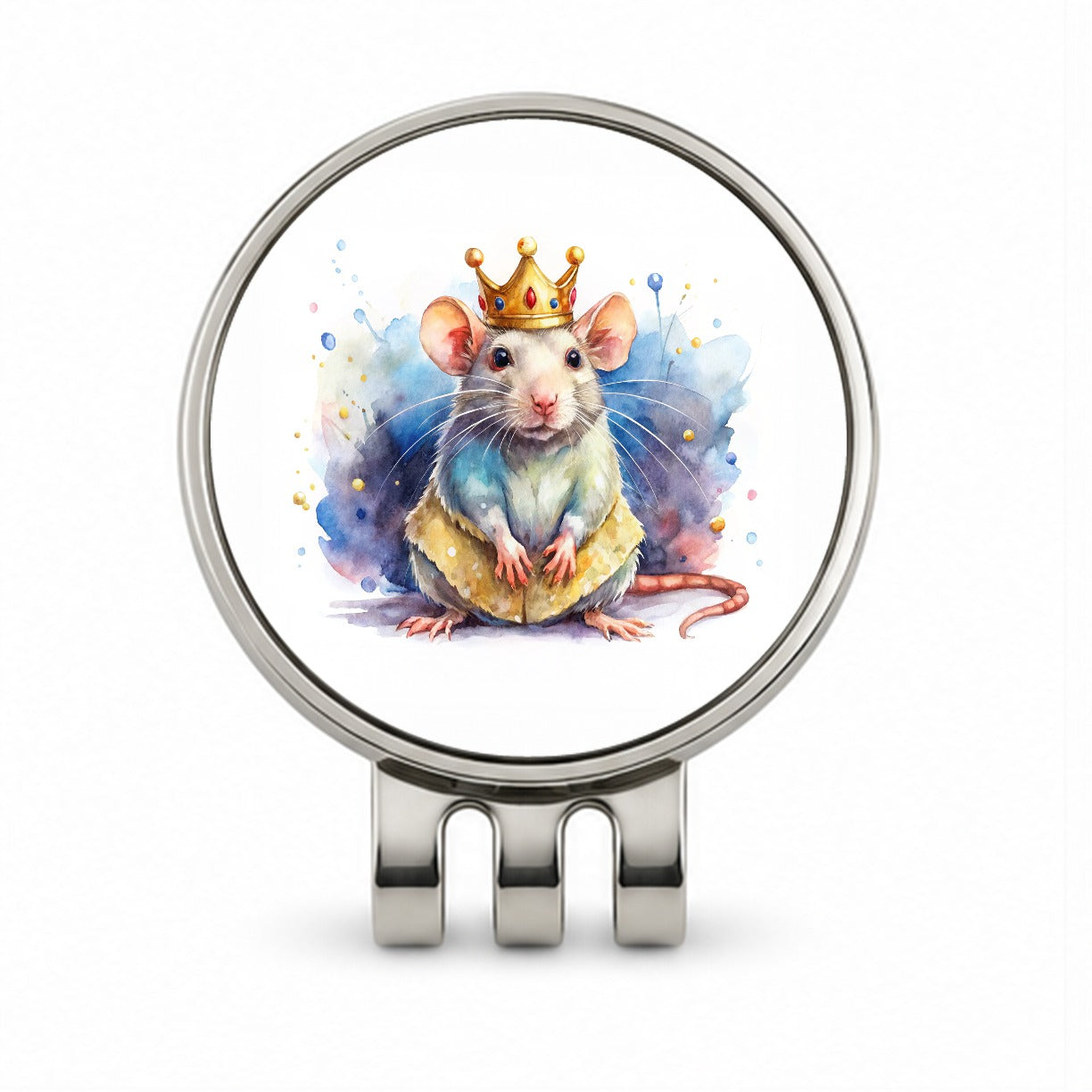 Fantasy Rat Mouse King Watercolor Golf Hat Clip with Ball Marker