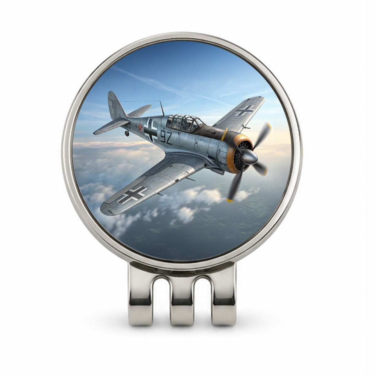 Focke Wulf Fw-190 WWII German Fighter Plane Golf Hat Clip with Ball Marker