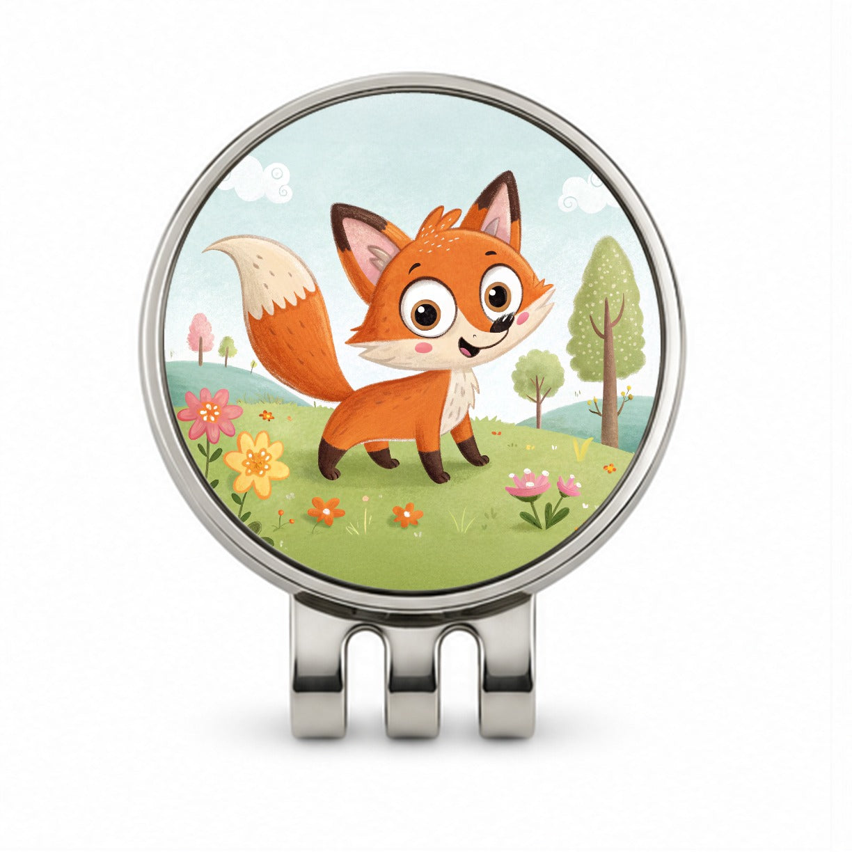 Fox Children's Illustration Style Golf Hat Clip with Ball Marker