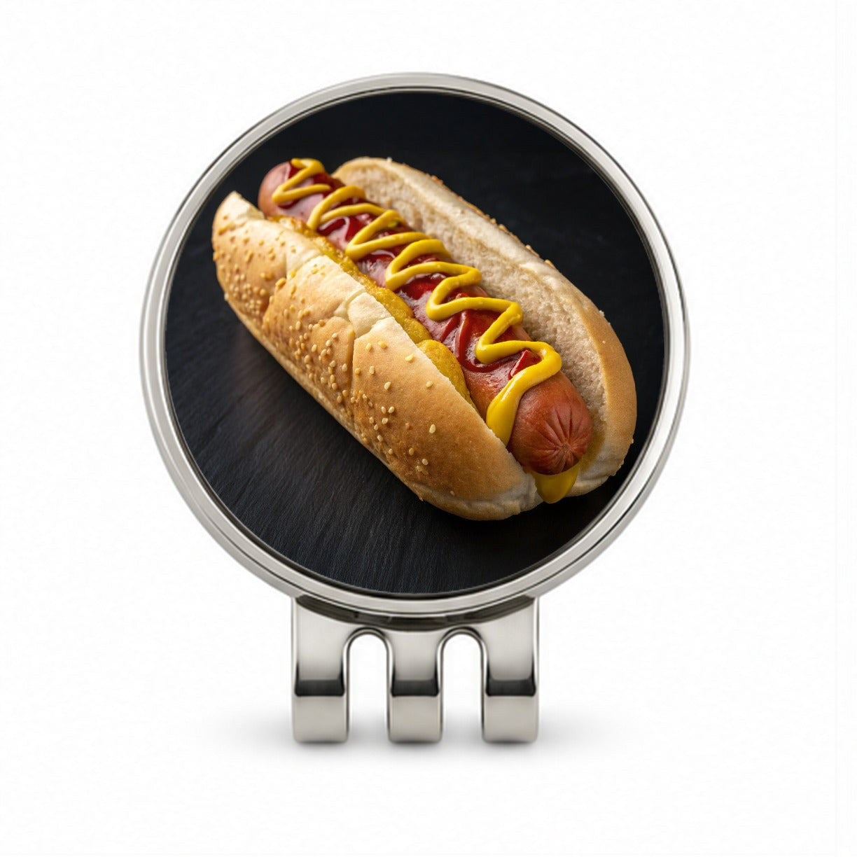Hot Dog In Bun With Mustard and Ketchup Golf Hat Clip with Ball Marker