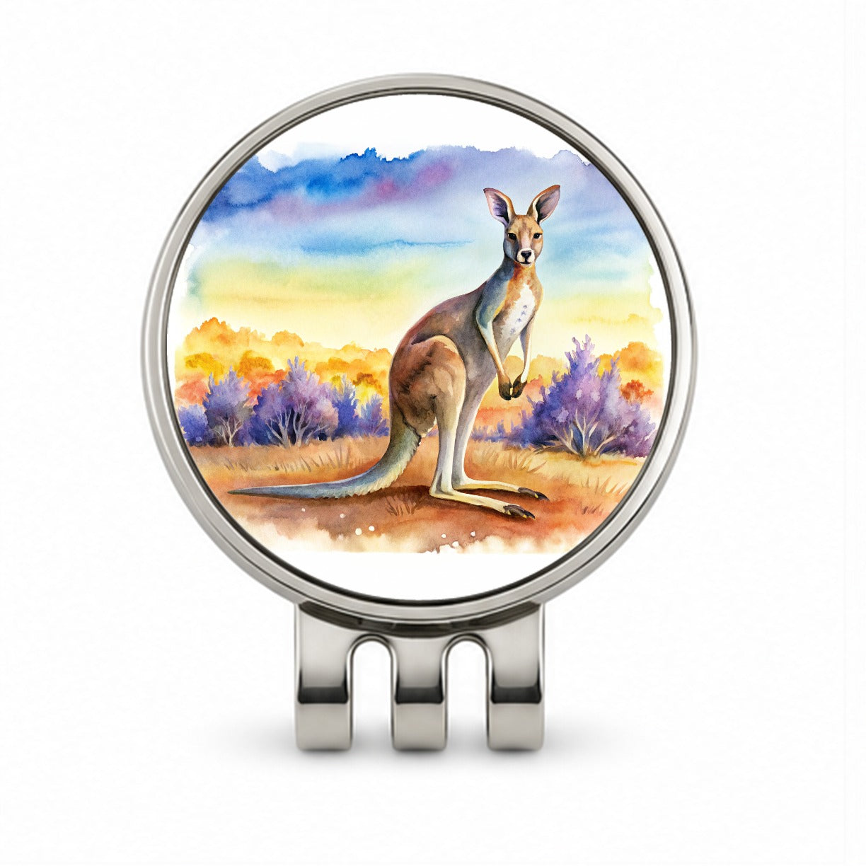 Kangaroo In The Fields Of Australia Watercolor Golf Hat Clip with Ball Marker