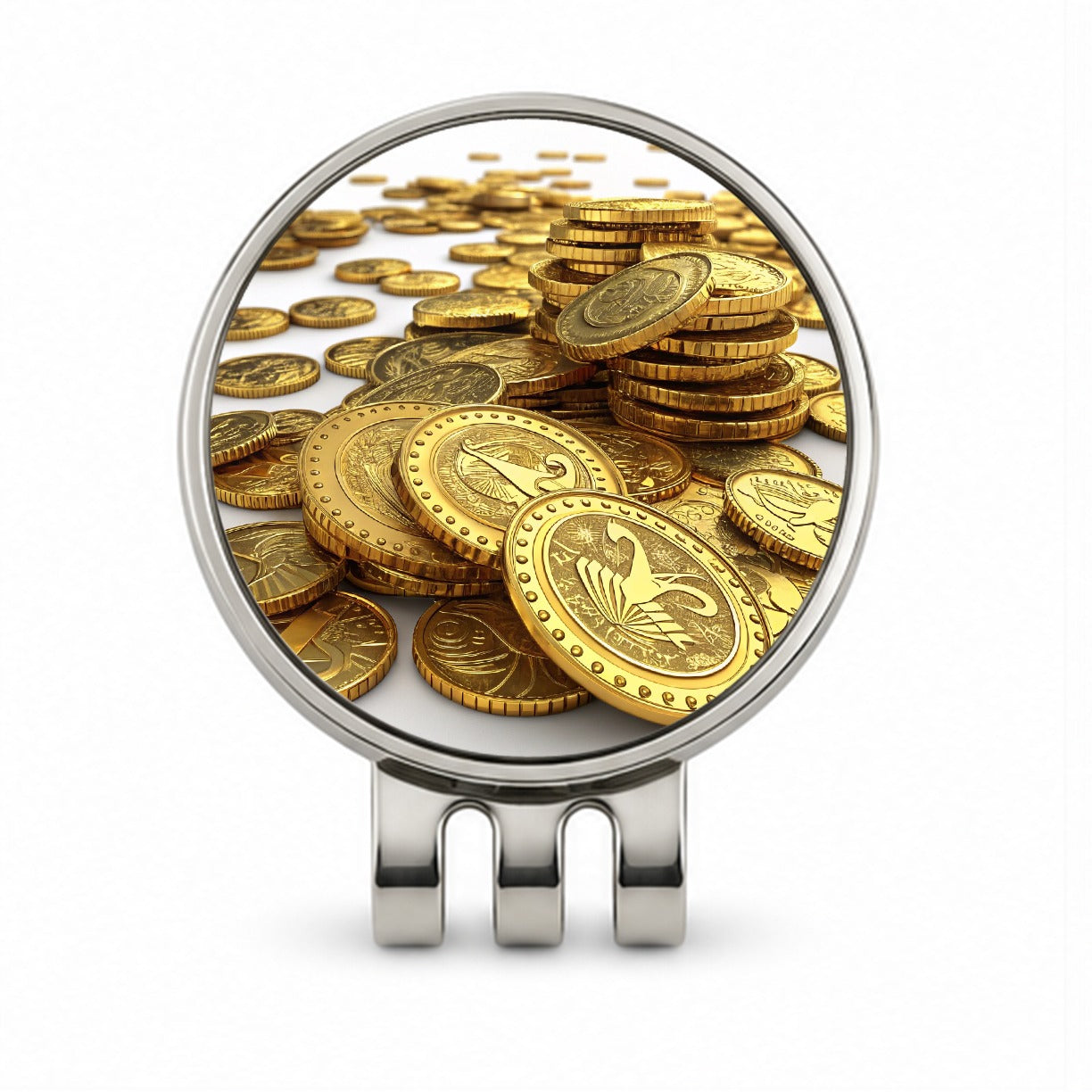 Lots of Gold Coins Golf Hat Clip with Ball Marker