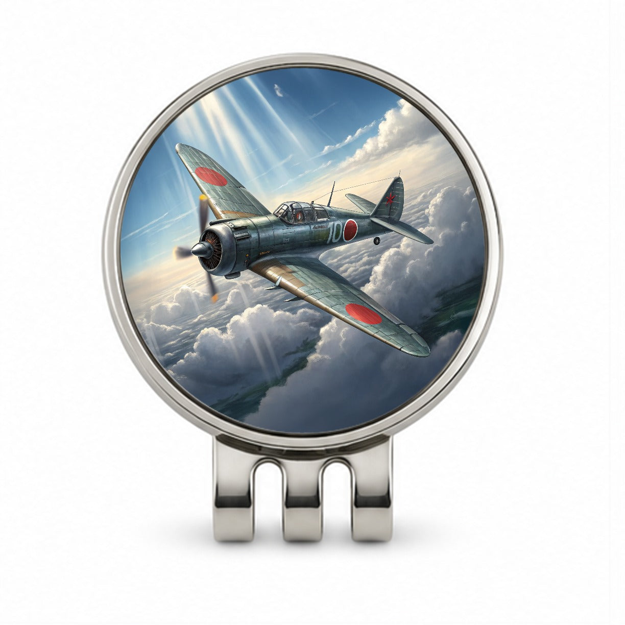 A6M Zero WWII Japanese Navy Fighter Plane Golf Hat Clip with Ball Marker