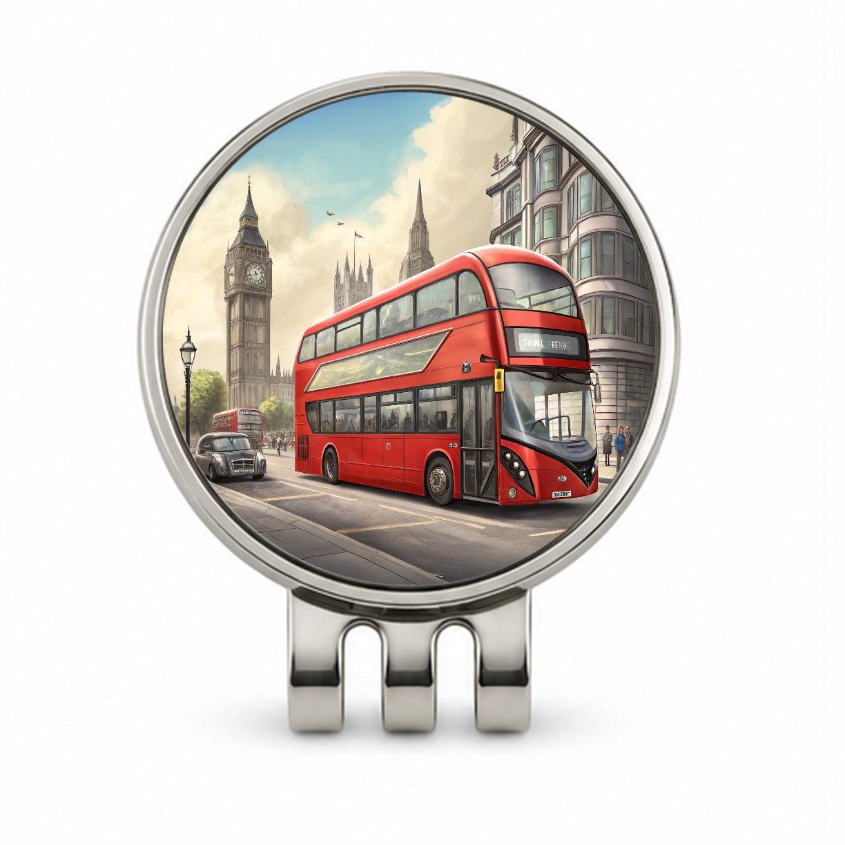 Modern Double Decker Bus In London England Golf Hat Clip with Ball Marker