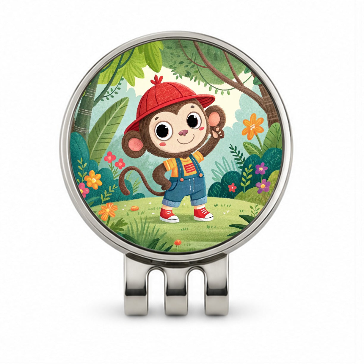 Monkey Children's Illustration Style Golf Hat Clip with Ball Marker