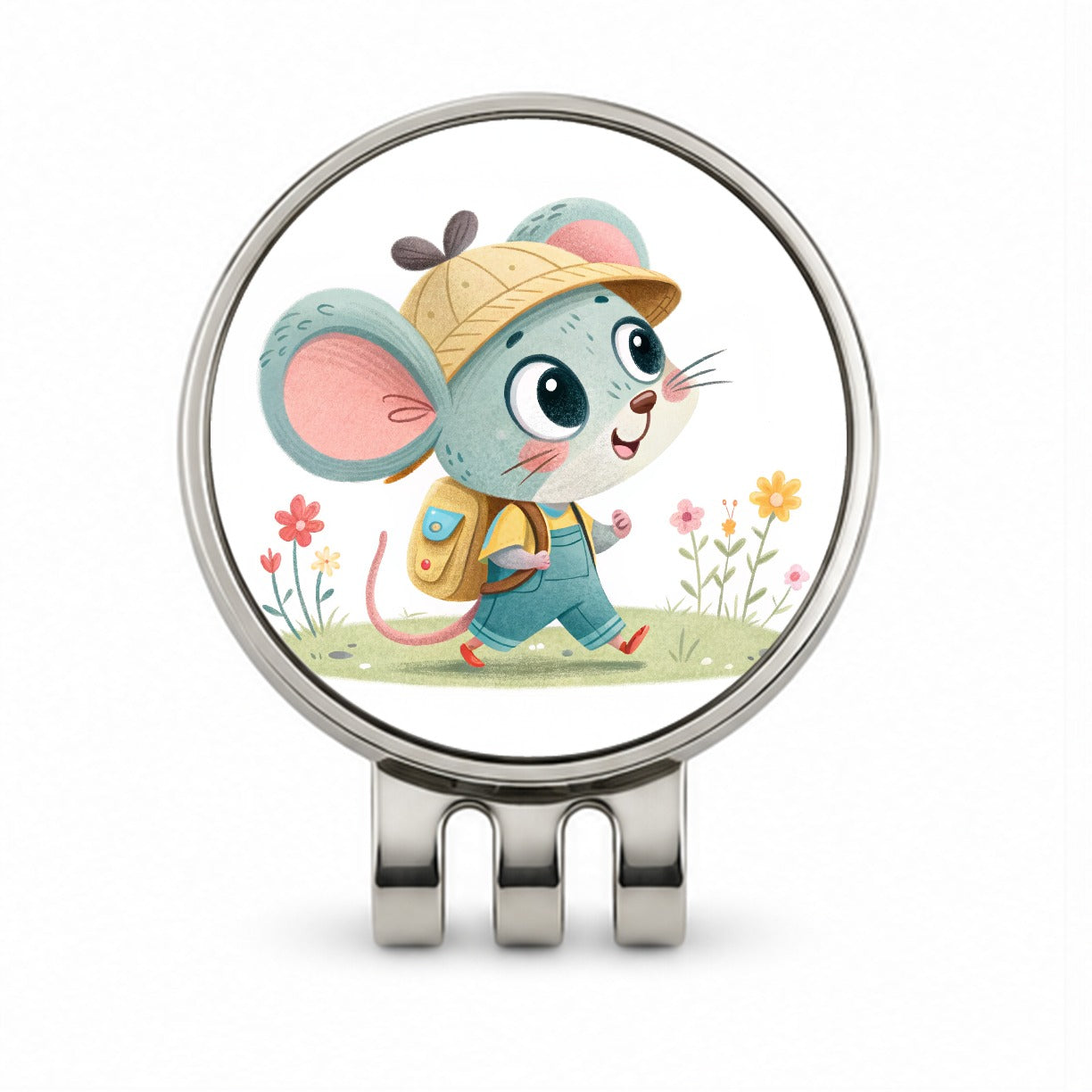 Mouse Children's Illustration Style Golf Hat Clip with Ball Marker