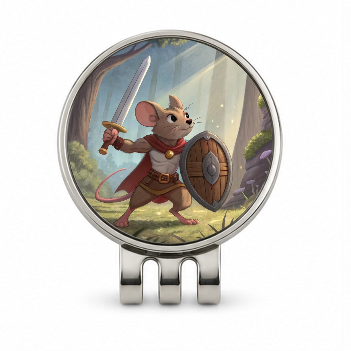 Mouse Warrior With Sword And Shield Golf Hat Clip with Ball Marker