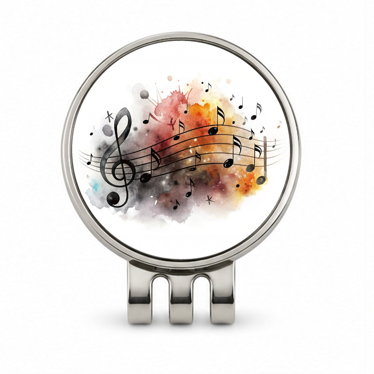 Music Musical Notes Treble Clef Watercolor Golf Hat Clip with Ball Marker