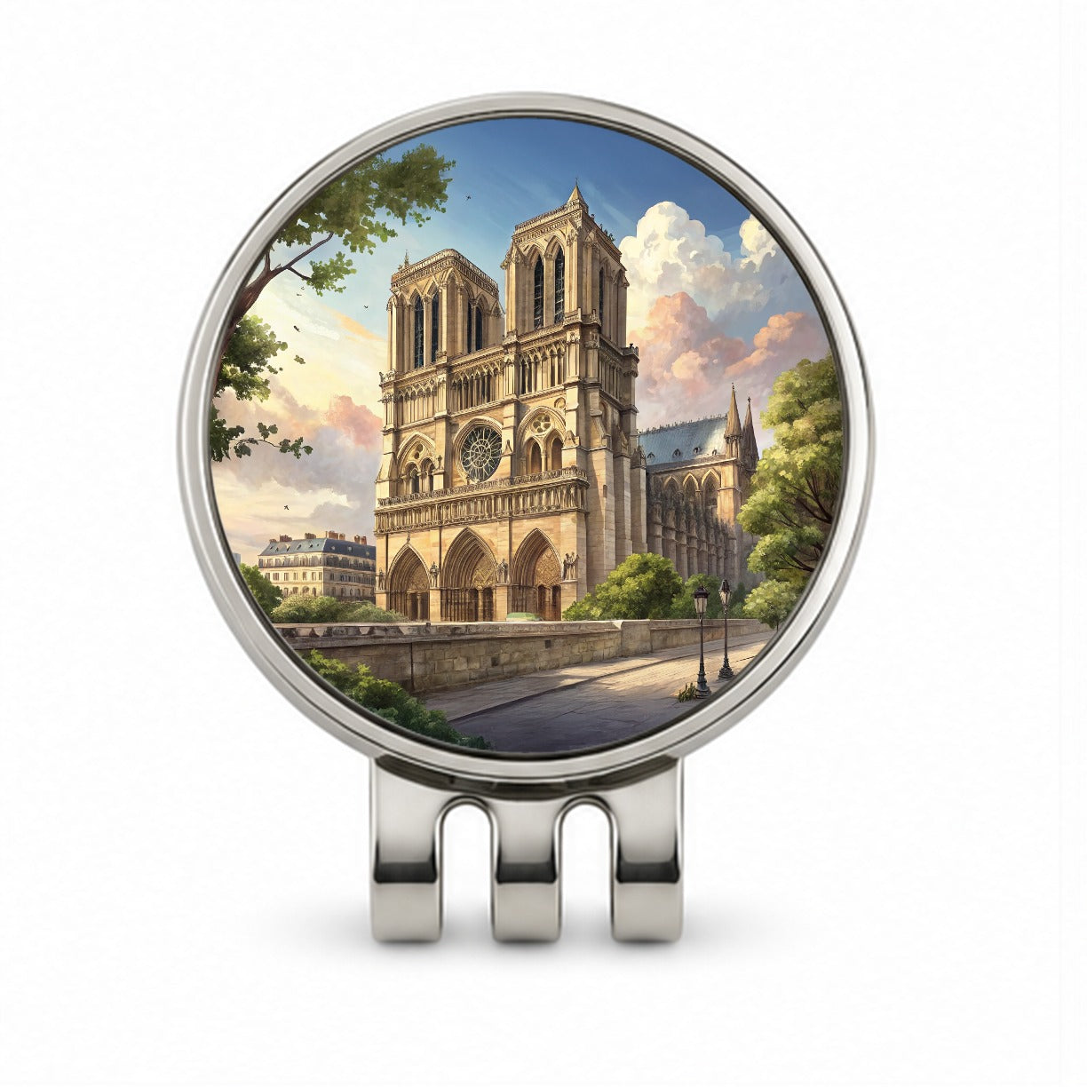 Notre Dame Church Paris France Golf Hat Clip with Ball Marker