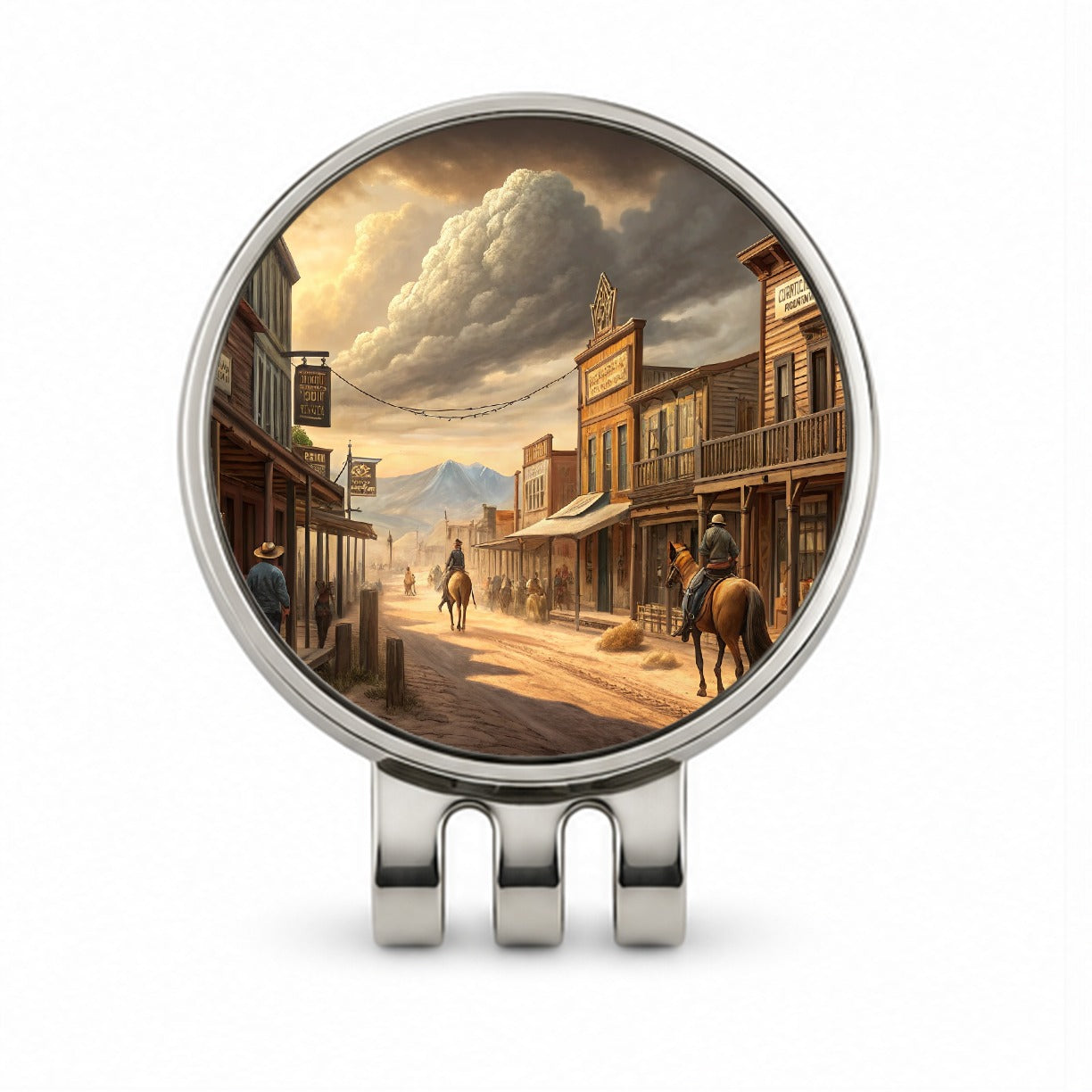 Old West Frontier Town Western Americana Golf Hat Clip with Ball Marker