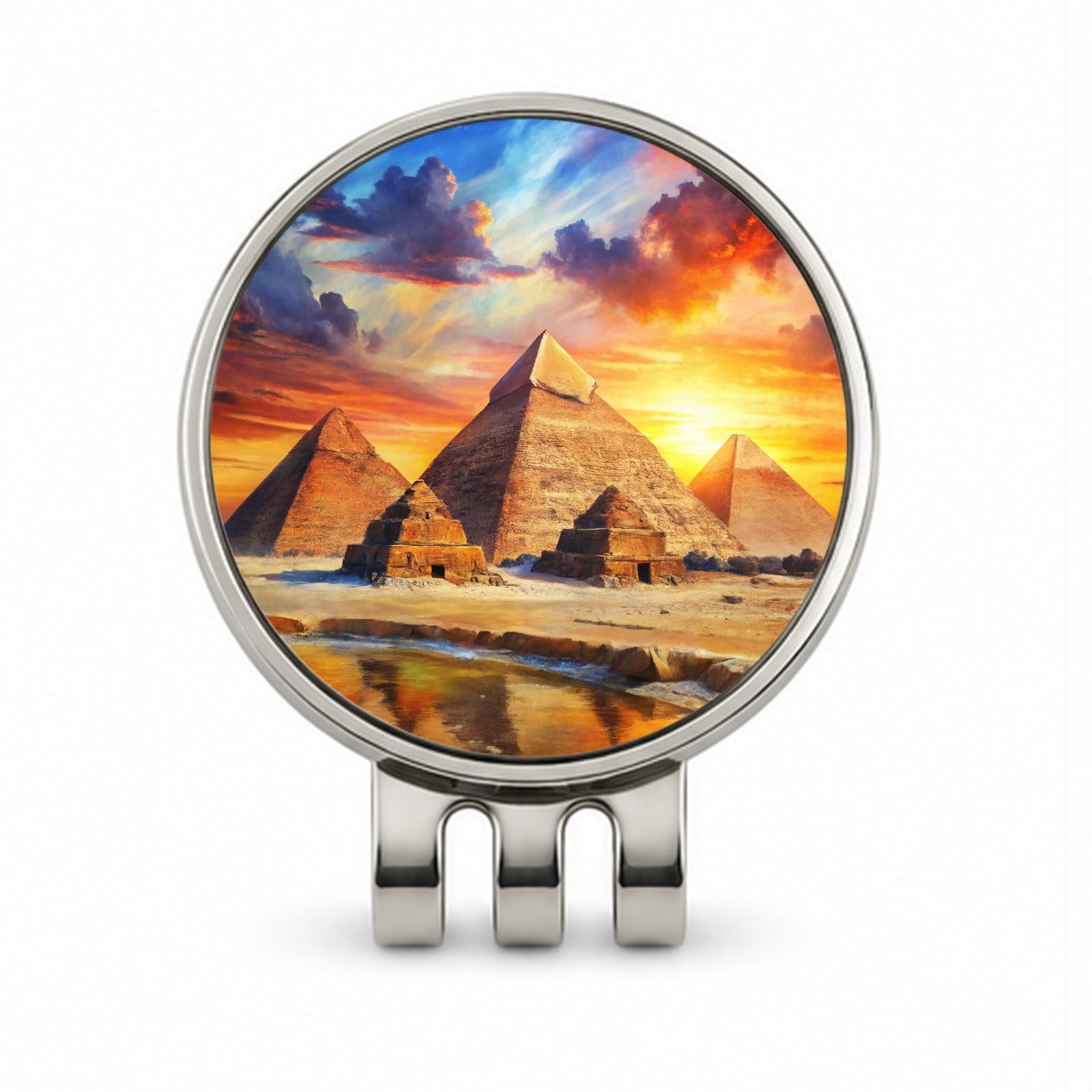 Pyramids Of Giza Egypt At Sunset Watercolor Golf Hat Clip with Ball Marker