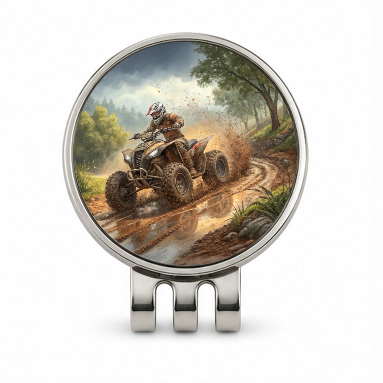 Quad ATV Off-Road Mud Racing Golf Hat Clip with Ball Marker