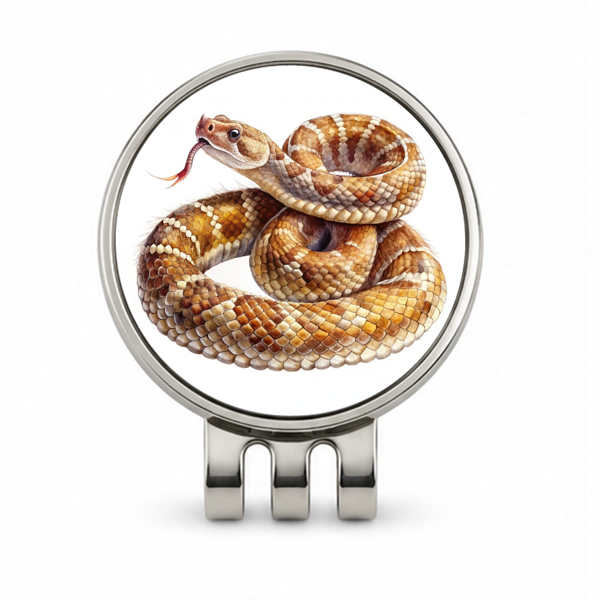Rattlesnake Snake Reptile Watercolor Golf Hat Clip with Ball Marker