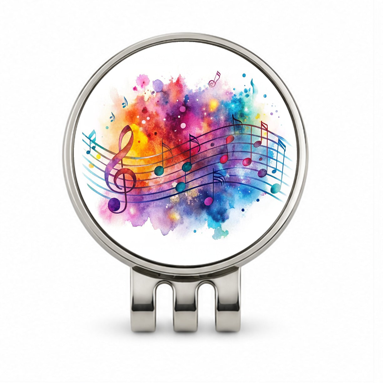 Rock And Roll Music Notes Watercolor Golf Hat Clip with Ball Marker