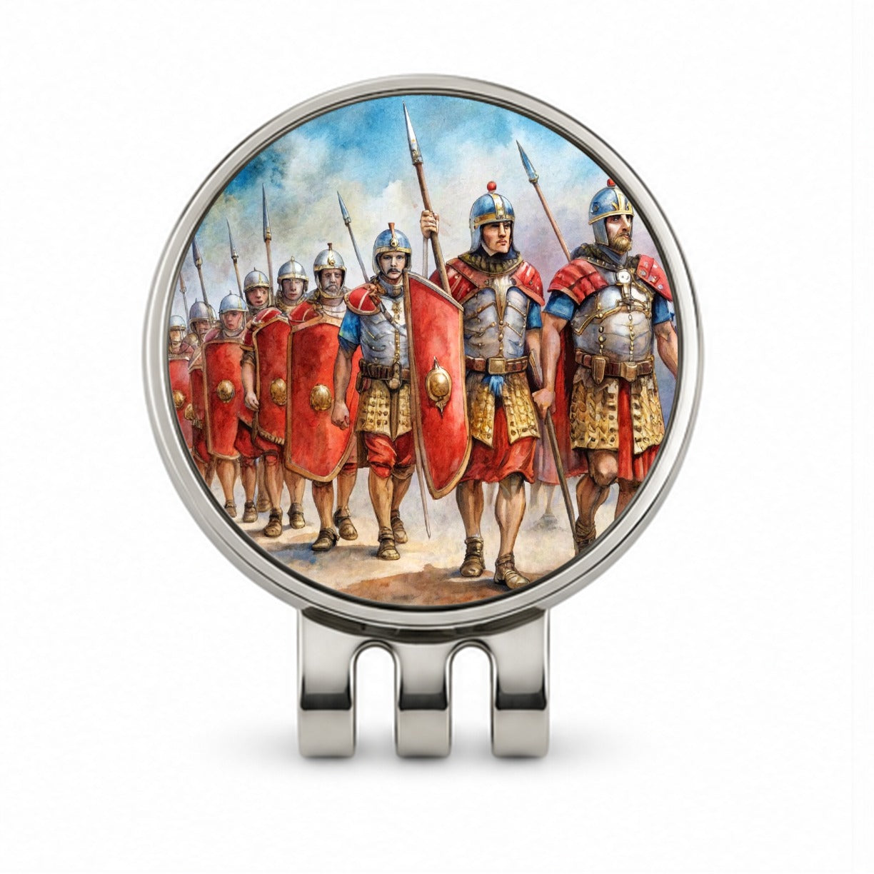 Roman Legion Marching In Formation Watercolor Golf Hat Clip with Ball Marker
