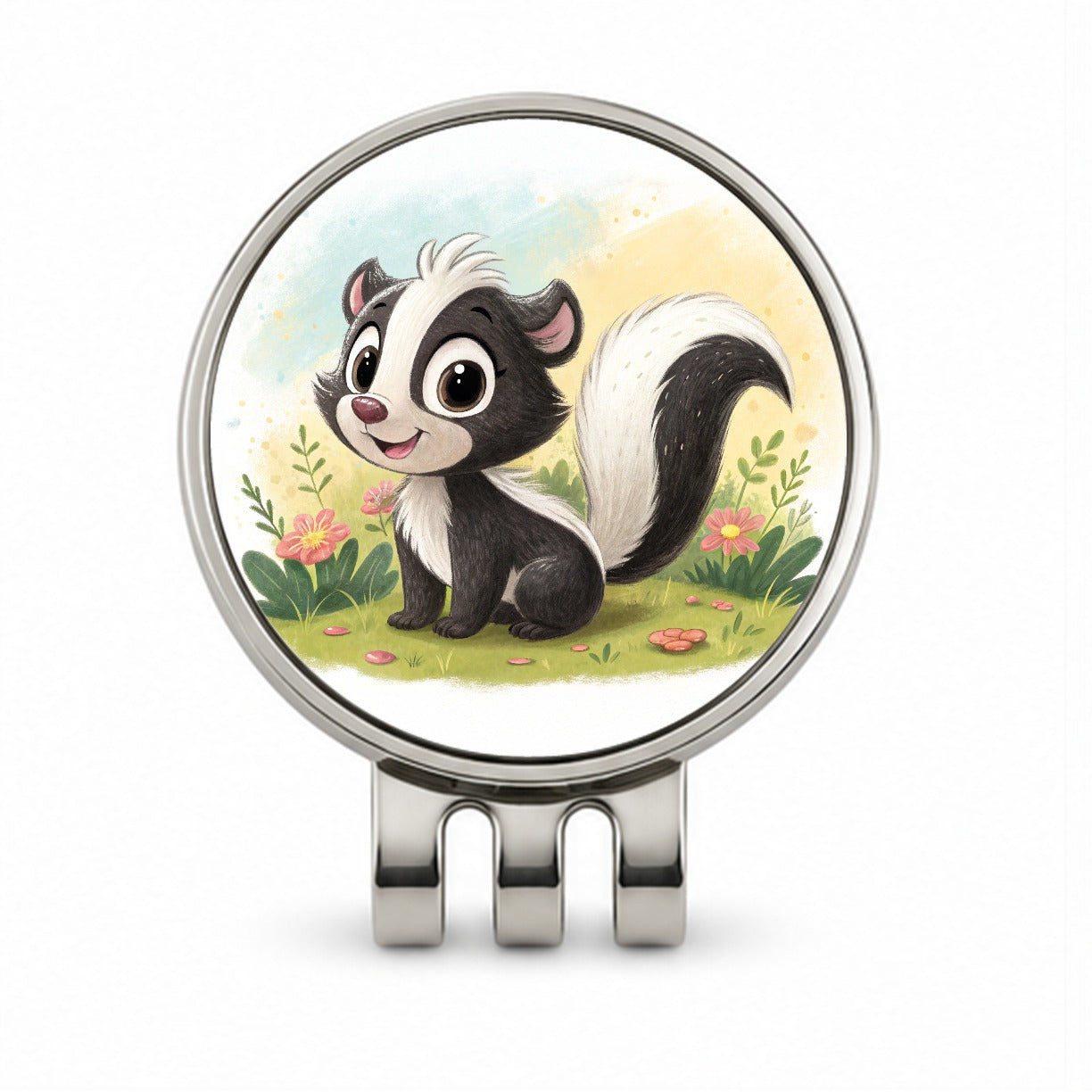 Skunk Children's Illustration Style Golf Hat Clip with Ball Marker