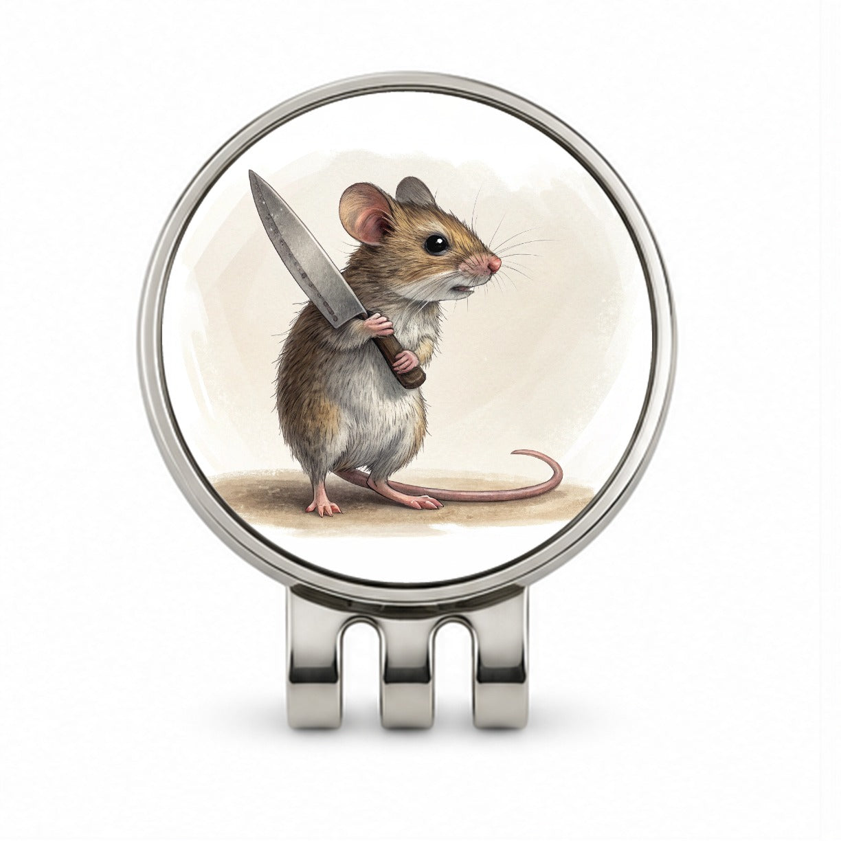 Small Mouse Holding A Butcher Knife Funny Scary Halloween Golf Hat Clip with Ball Marker