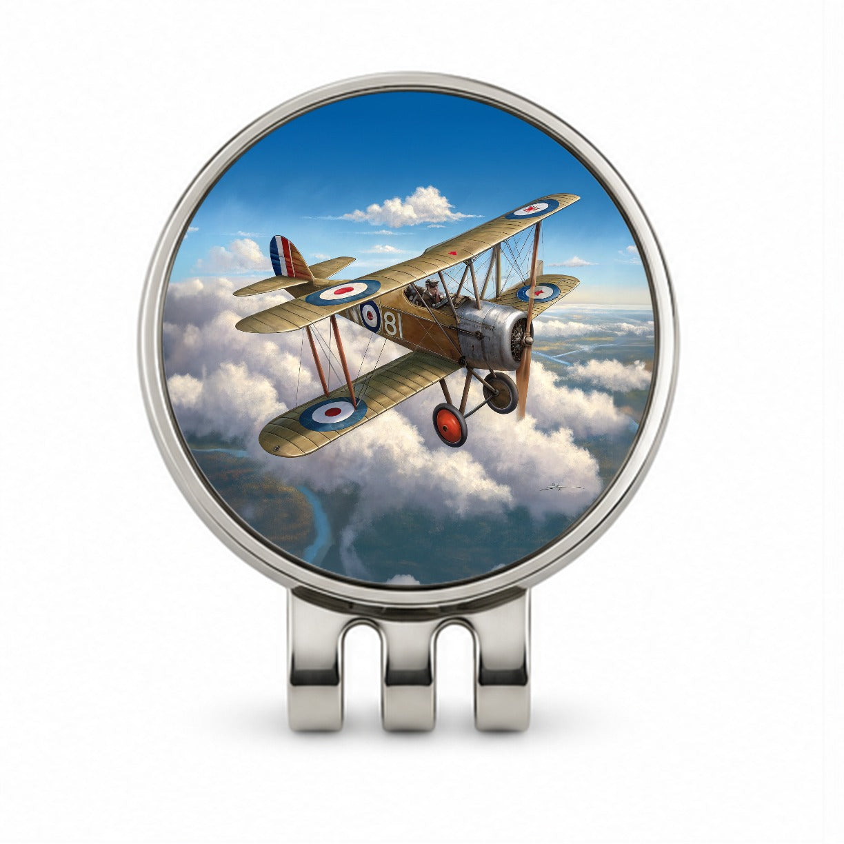 Sopwith Camel WWI British Fighter Plane Golf Hat Clip with Ball Marker