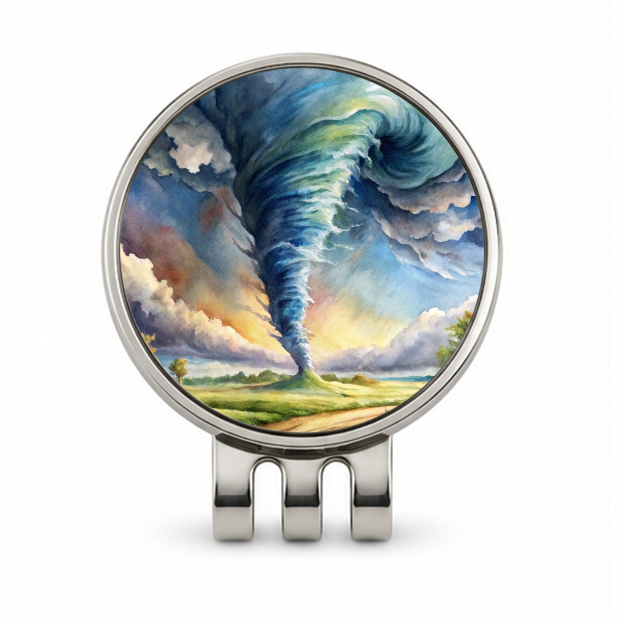 Tornado Twister Watercolor Golf Hat Clip with Ball Marker