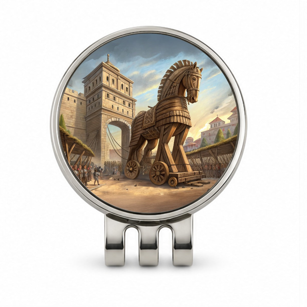 Trojan Horse Being Brought Into Troy Homer's Iliad War Golf Hat Clip with Ball Marker