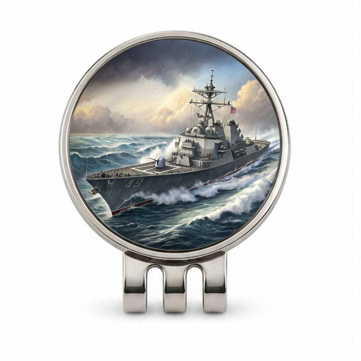 US Navy Destroyer Underway Golf Hat Clip with Ball Marker
