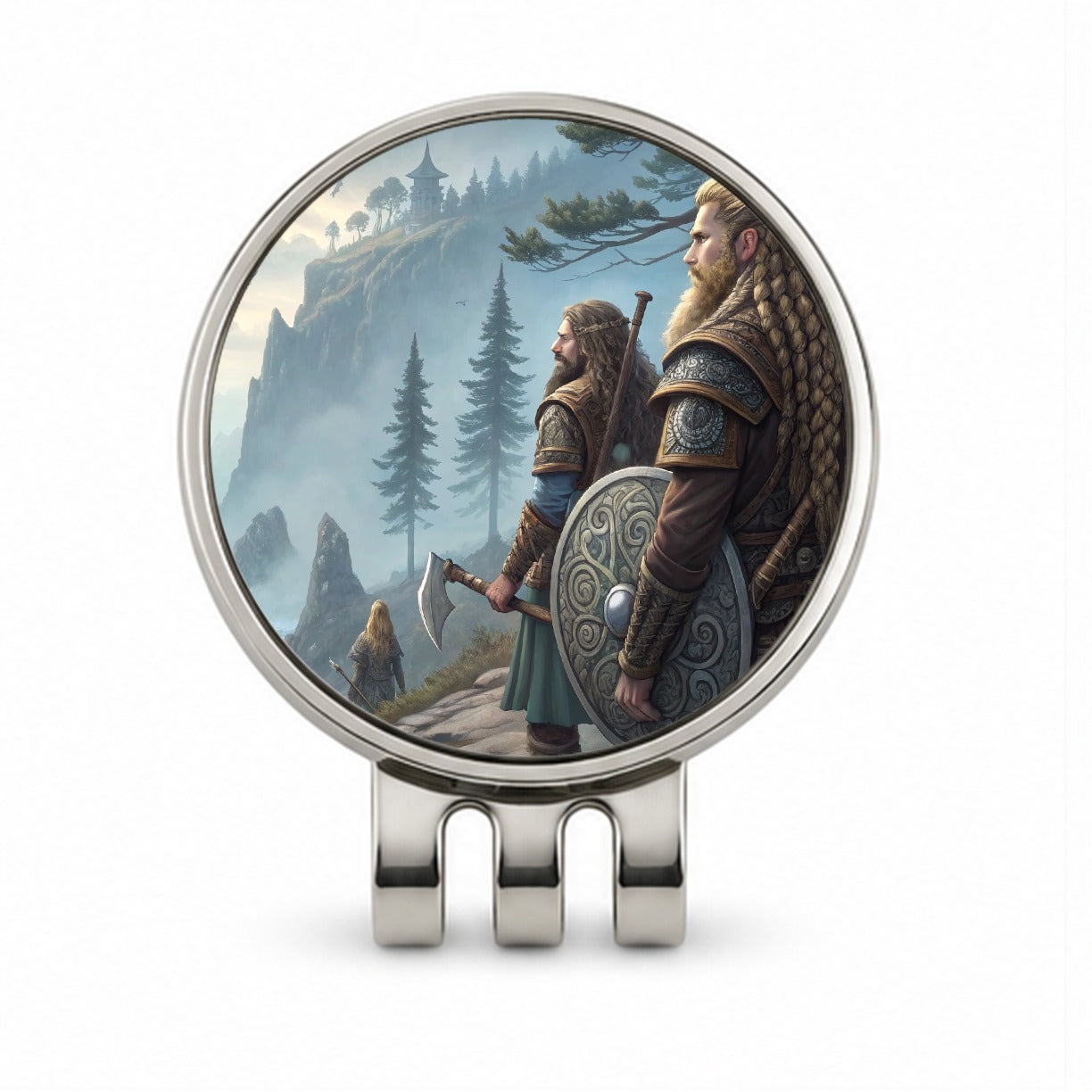 Vikings Raiders Anime Style Fantasy Golf Hat Clip with Ball Marker