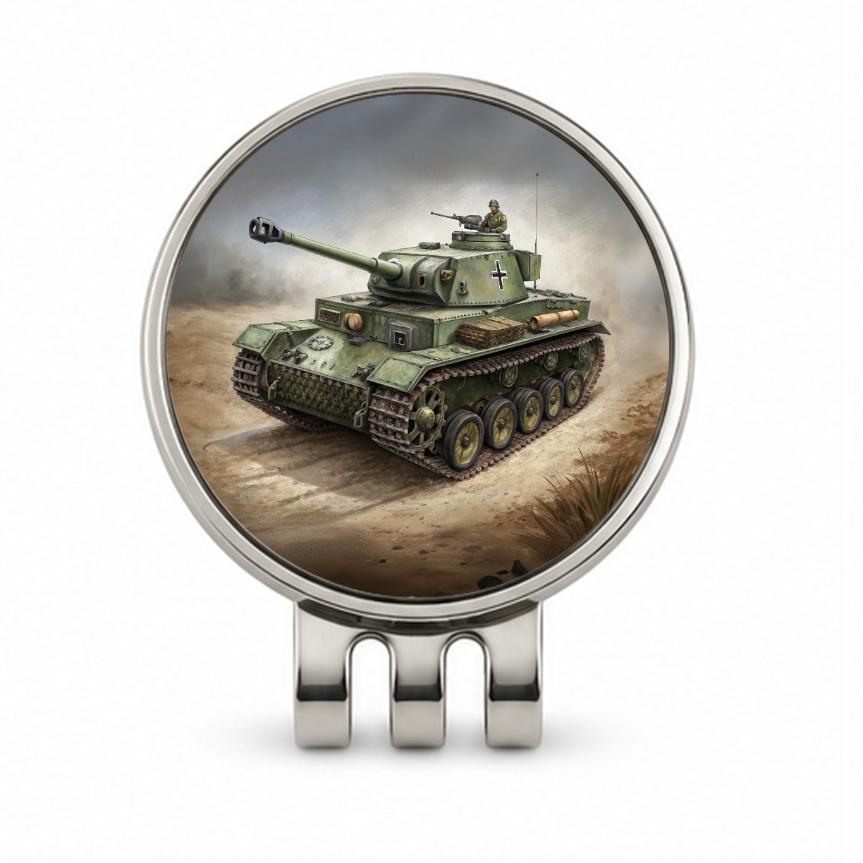 WWII German Panzer IV Tank Golf Hat Clip with Ball Marker