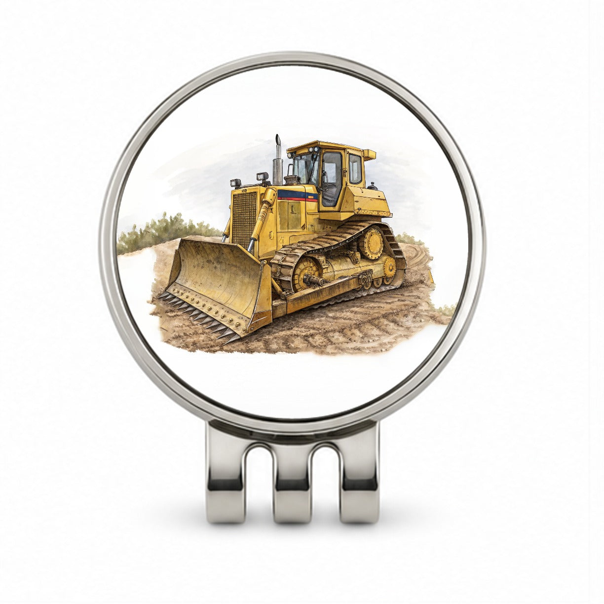 Yellow Bulldozer Construction Equipment Golf Hat Clip with Ball Marker