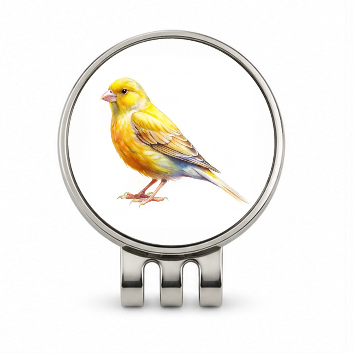 Yellow Canary Bird Watercolor Golf Hat Clip with Ball Marker